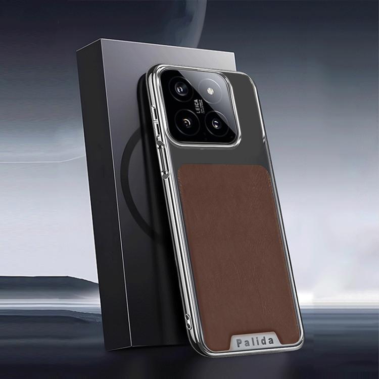 For Xiaomi 14 Palida Electroplated Mecha-Style Leather Textured Shockproof Phone Case