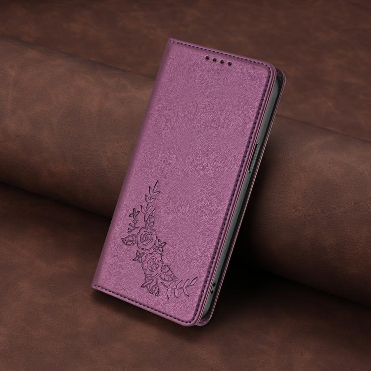 For Cubot A10 Peony Embossed Magnetic RFID Vegan Leather Phone Case