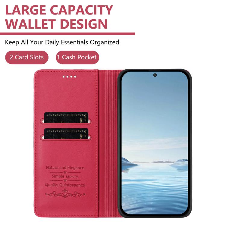 For Cubot A10 Peony Embossed Magnetic RFID Vegan Leather Phone Case