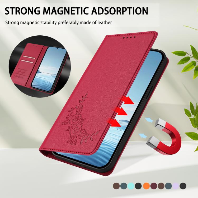 For Cubot A10 Peony Embossed Magnetic RFID Vegan Leather Phone Case