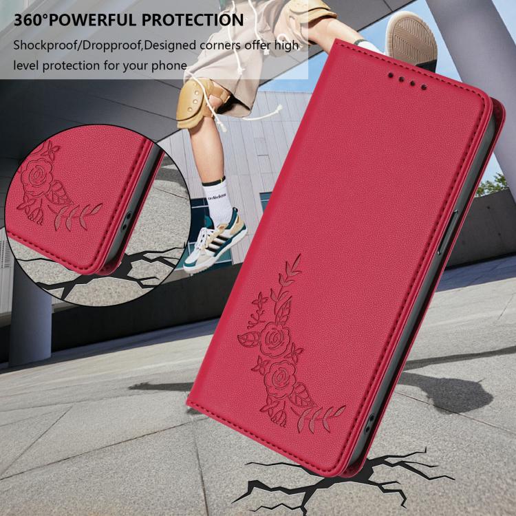 For Cubot A10 Peony Embossed Magnetic RFID Vegan Leather Phone Case