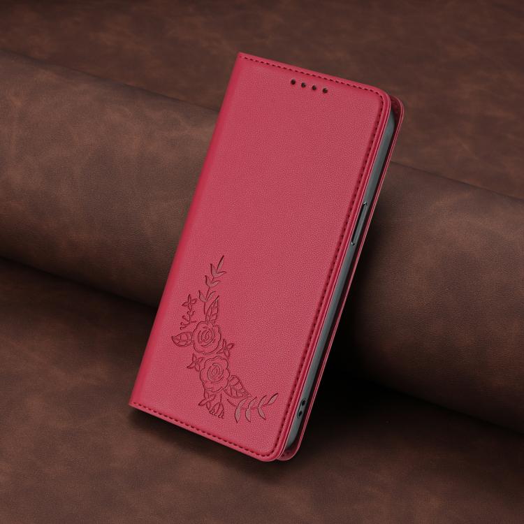 For Cubot A10 Peony Embossed Magnetic RFID Vegan Leather Phone Case
