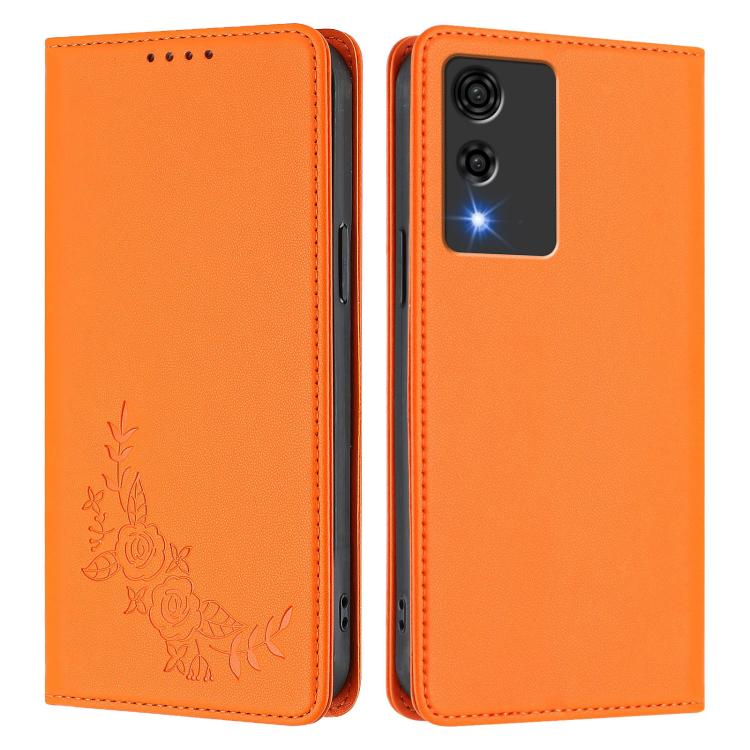 For Cubot A10 Peony Embossed Magnetic RFID Vegan Leather Phone Case