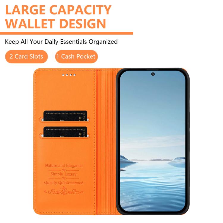For Cubot A10 Peony Embossed Magnetic RFID Vegan Leather Phone Case