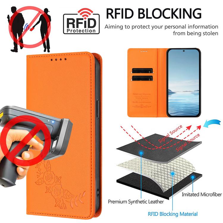 For Cubot A10 Peony Embossed Magnetic RFID Vegan Leather Phone Case