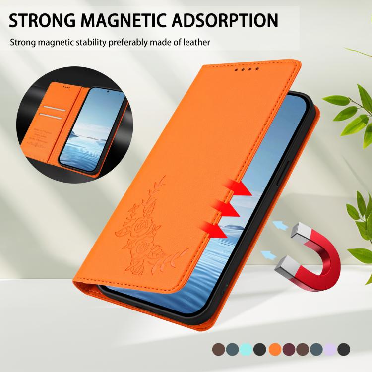 For Cubot A10 Peony Embossed Magnetic RFID Vegan Leather Phone Case