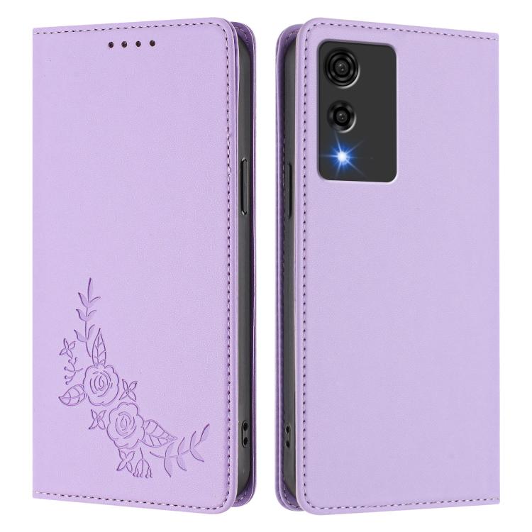 For Cubot A10 Peony Embossed Magnetic RFID Vegan Leather Phone Case