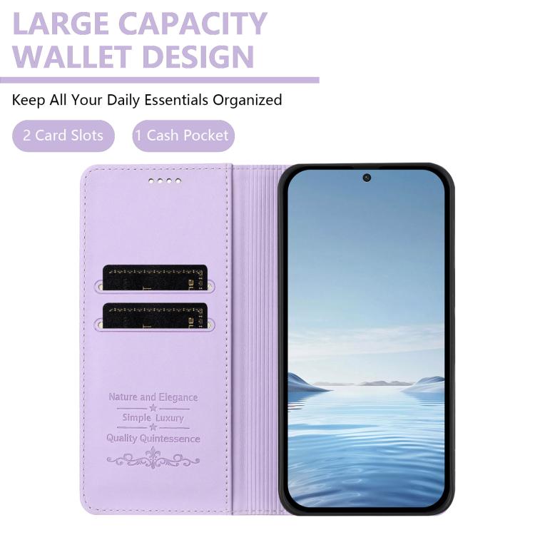 For Cubot A10 Peony Embossed Magnetic RFID Vegan Leather Phone Case