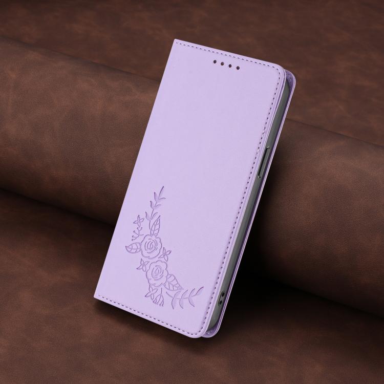 For Cubot A10 Peony Embossed Magnetic RFID Vegan Leather Phone Case