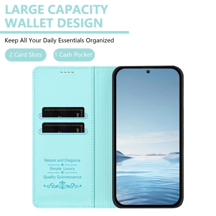 For Cubot A10 Peony Embossed Magnetic RFID Vegan Leather Phone Case