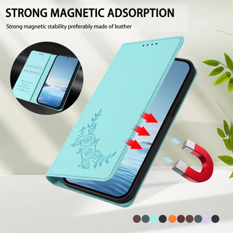 For Cubot A10 Peony Embossed Magnetic RFID Vegan Leather Phone Case