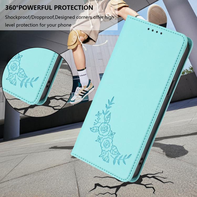For Cubot A10 Peony Embossed Magnetic RFID Vegan Leather Phone Case
