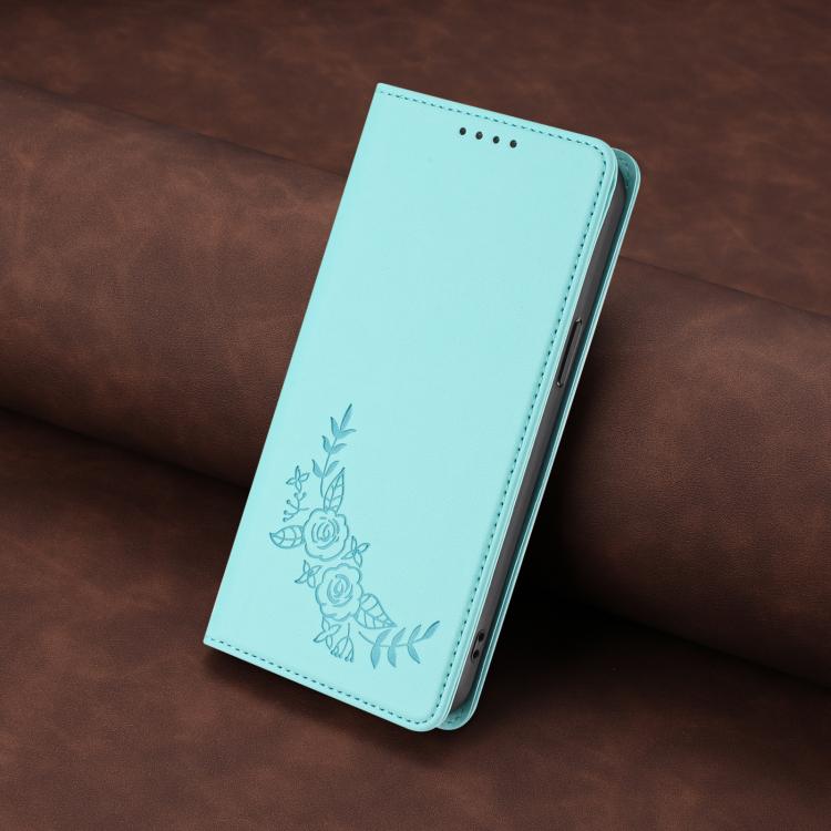 For Cubot A10 Peony Embossed Magnetic RFID Vegan Leather Phone Case