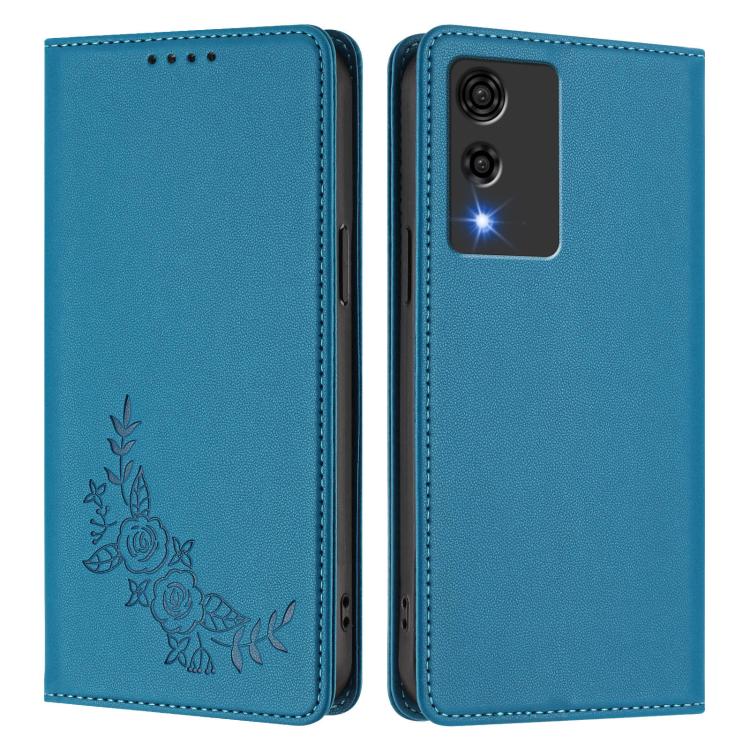 For Cubot A10 Peony Embossed Magnetic RFID Vegan Leather Phone Case