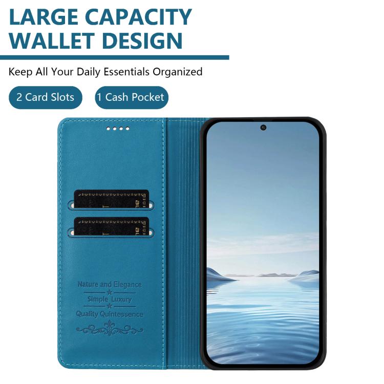 For Cubot A10 Peony Embossed Magnetic RFID Vegan Leather Phone Case