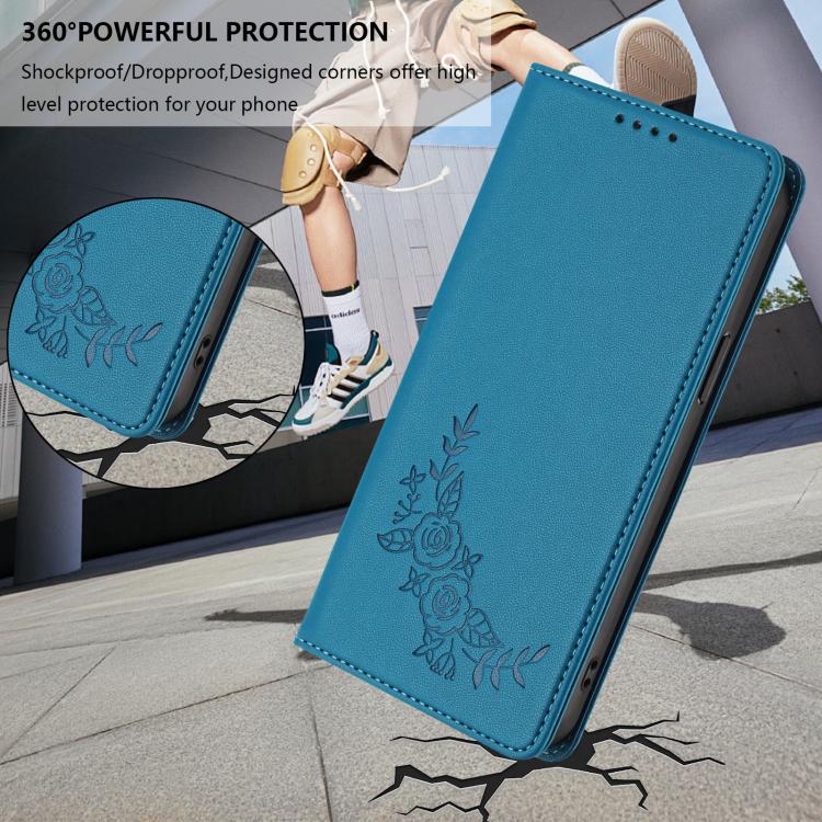 For Cubot A10 Peony Embossed Magnetic RFID Vegan Leather Phone Case
