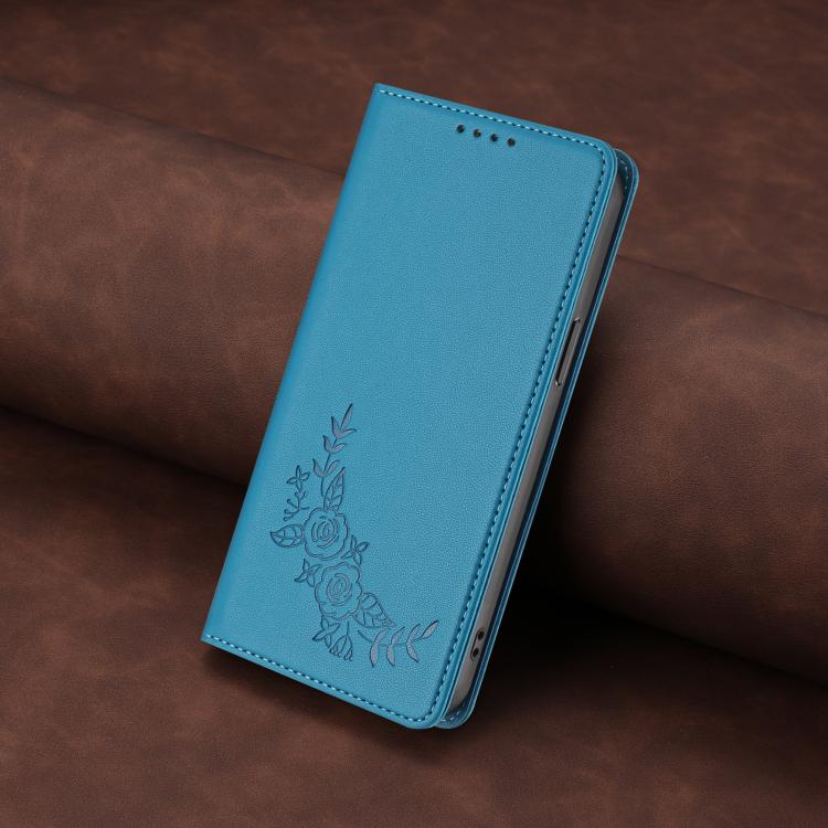 For Cubot A10 Peony Embossed Magnetic RFID Vegan Leather Phone Case