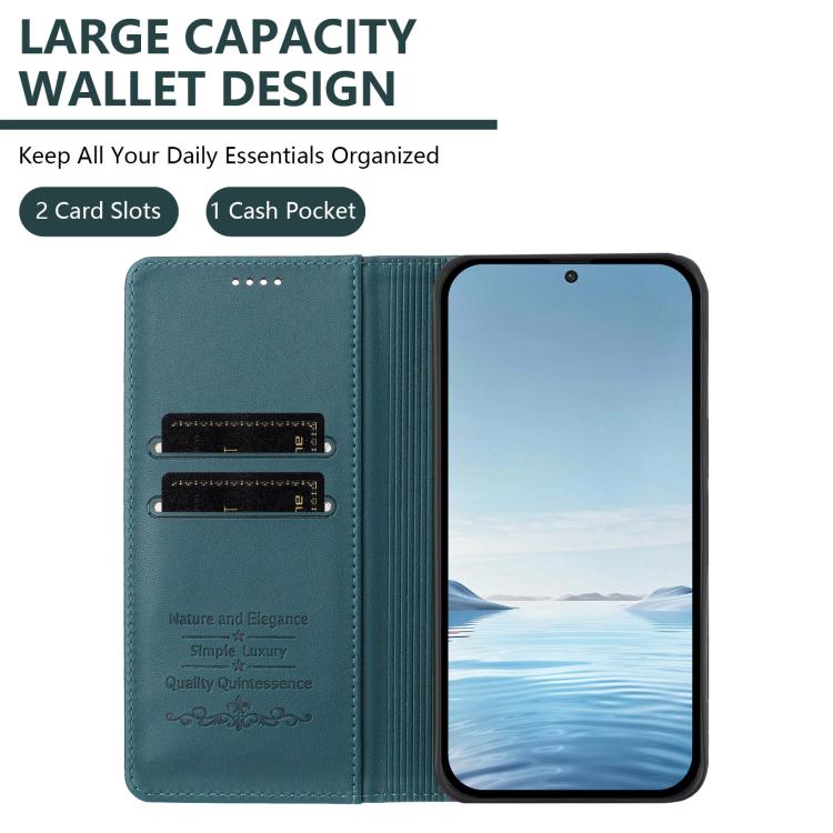 For Cubot A10 Peony Embossed Magnetic RFID Vegan Leather Phone Case