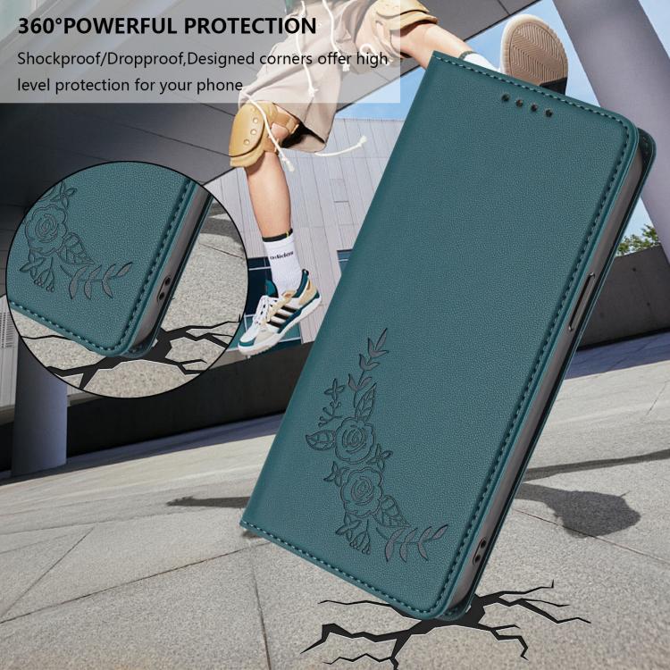 For Cubot A10 Peony Embossed Magnetic RFID Vegan Leather Phone Case