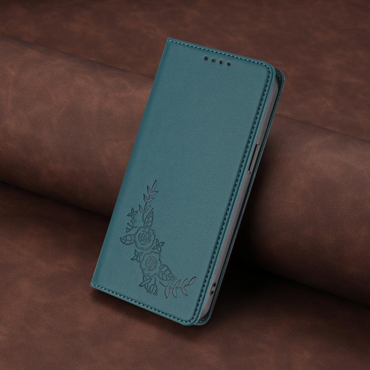 For Cubot A10 Peony Embossed Magnetic RFID Vegan Leather Phone Case