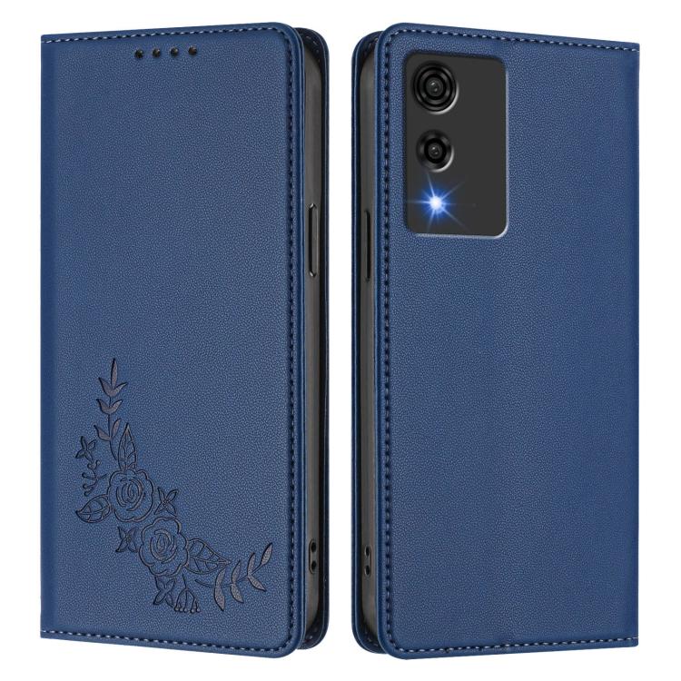 For Cubot A10 Peony Embossed Magnetic RFID Vegan Leather Phone Case