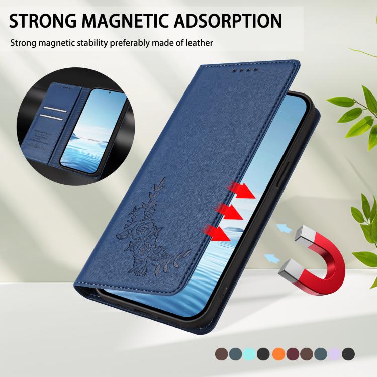 For Cubot A10 Peony Embossed Magnetic RFID Vegan Leather Phone Case