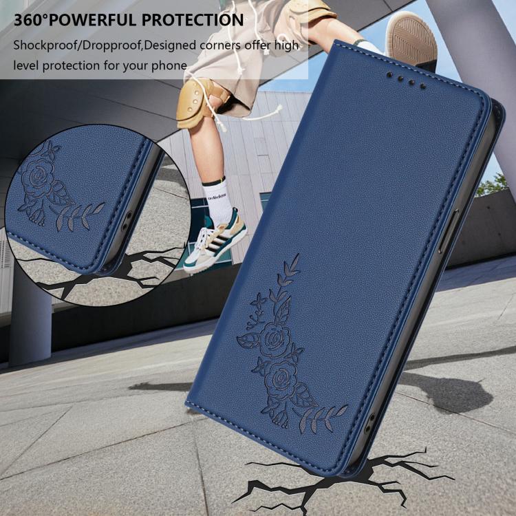 For Cubot A10 Peony Embossed Magnetic RFID Vegan Leather Phone Case
