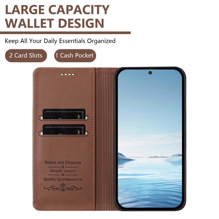 For Cubot A10 Peony Embossed Magnetic RFID Vegan Leather Phone Case
