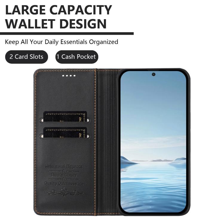 For Cubot A10 Peony Embossed Magnetic RFID Vegan Leather Phone Case