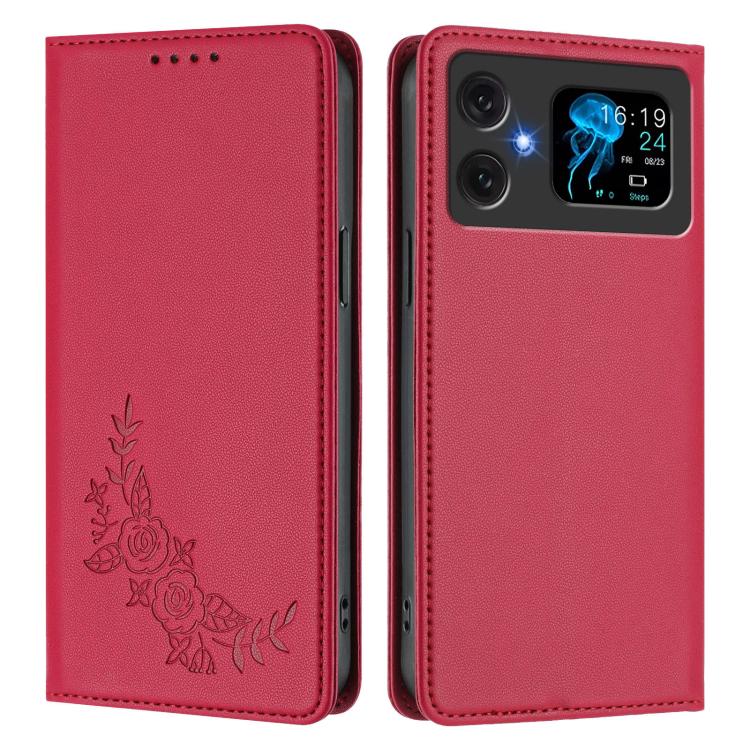 For Cubot A20 Peony Embossed Magnetic RFID Vegan Leather Phone Case
