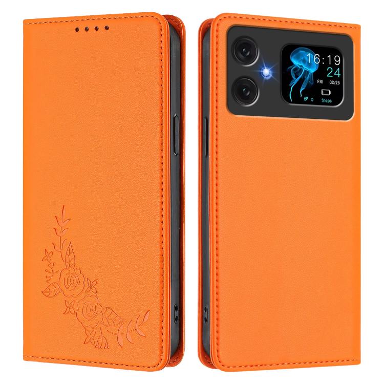 For Cubot A20 Peony Embossed Magnetic RFID Vegan Leather Phone Case