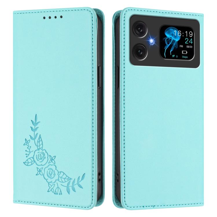 For Cubot A20 Peony Embossed Magnetic RFID Vegan Leather Phone Case