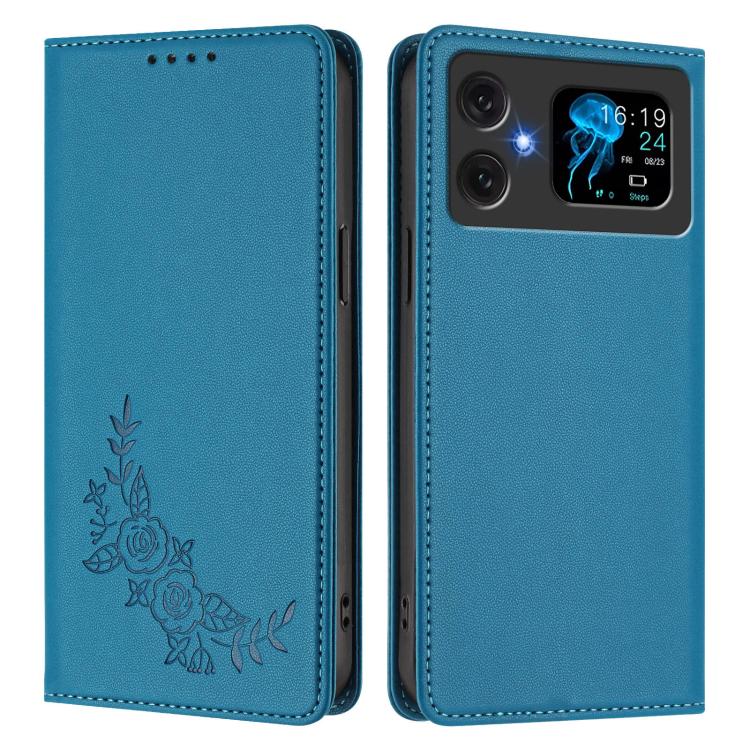For Cubot A20 Peony Embossed Magnetic RFID Vegan Leather Phone Case