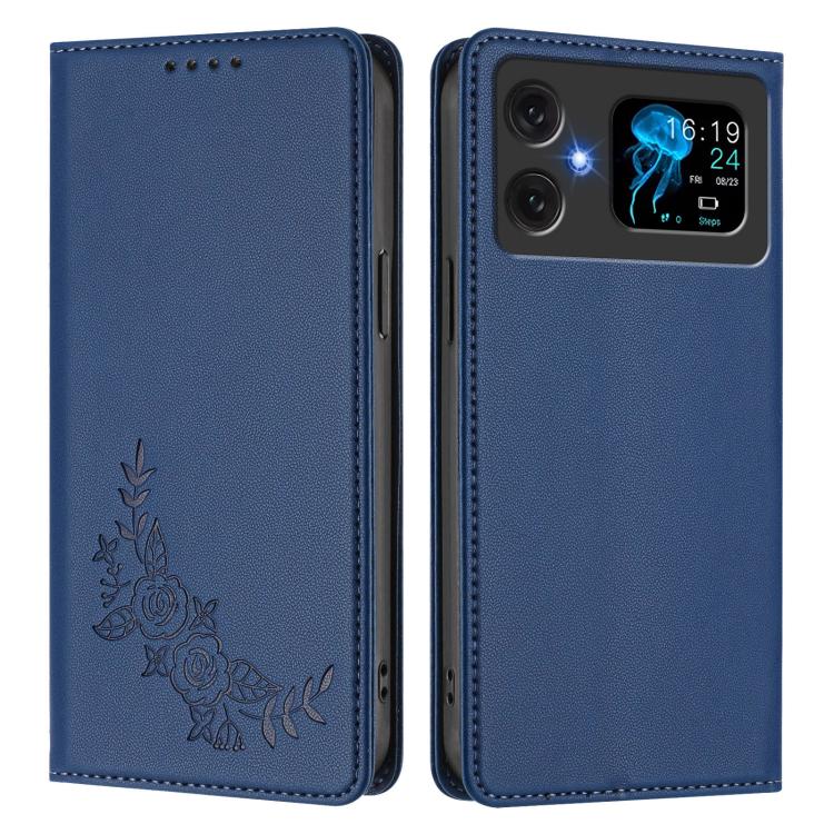 For Cubot A20 Peony Embossed Magnetic RFID Vegan Leather Phone Case