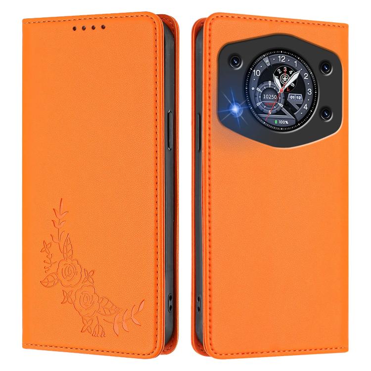 For Cubot A30 Peony Embossed Magnetic RFID Vegan Leather Phone Case