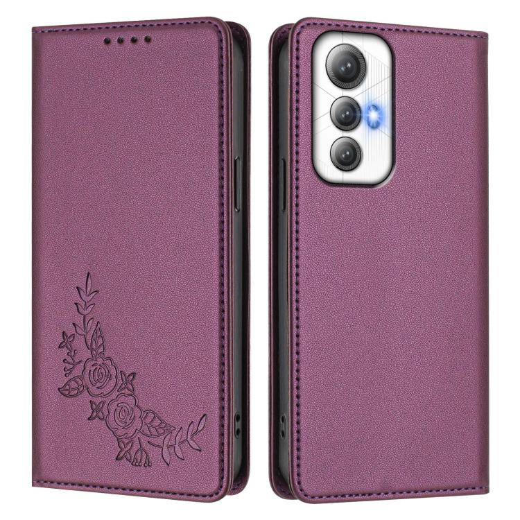 For Cubot Max 5 Peony Embossed Magnetic RFID Vegan Leather Phone Case