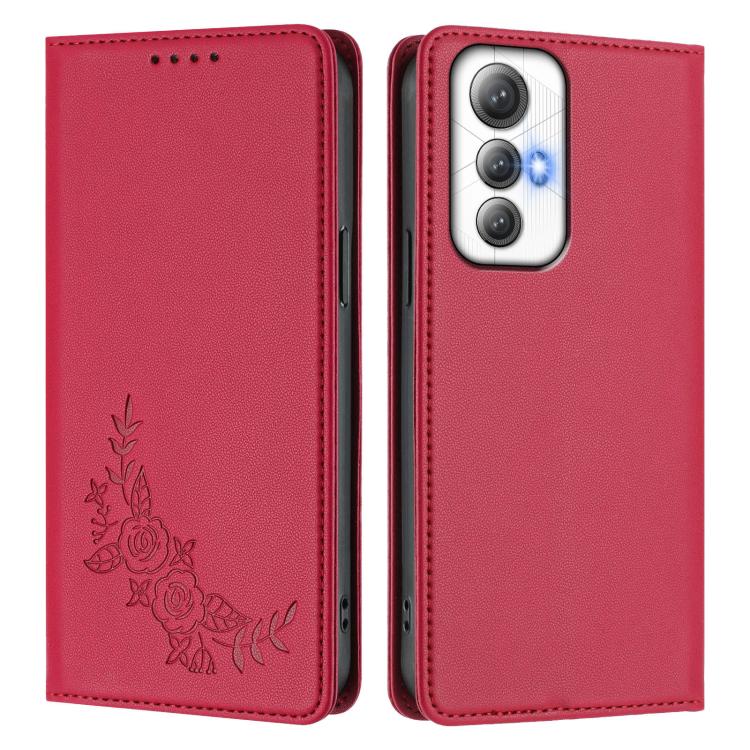 For Cubot Max 5 Peony Embossed Magnetic RFID Vegan Leather Phone Case