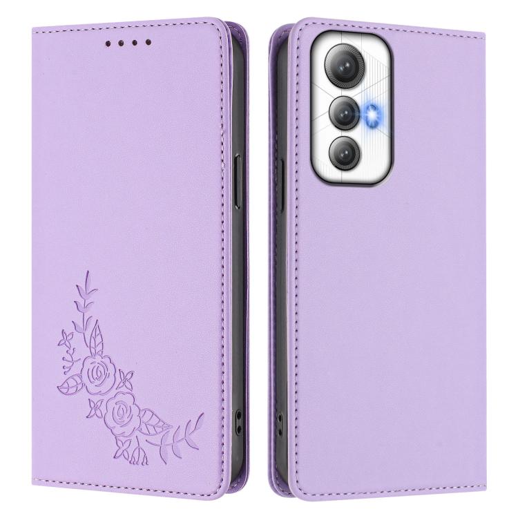 For Cubot Max 5 Peony Embossed Magnetic RFID Vegan Leather Phone Case