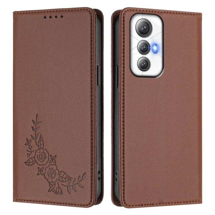 For Cubot Max 5 Peony Embossed Magnetic RFID Vegan Leather Phone Case