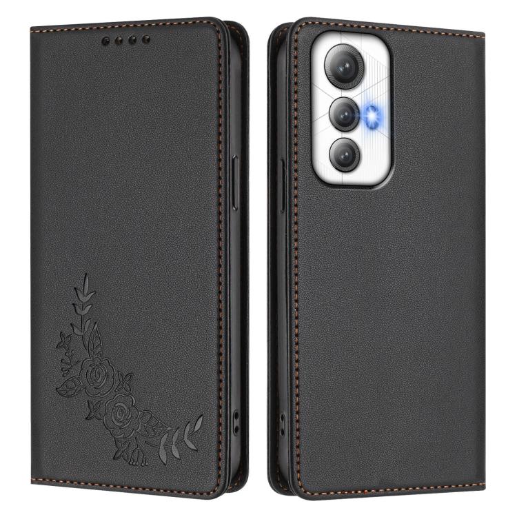 For Cubot Max 5 Peony Embossed Magnetic RFID Vegan Leather Phone Case
