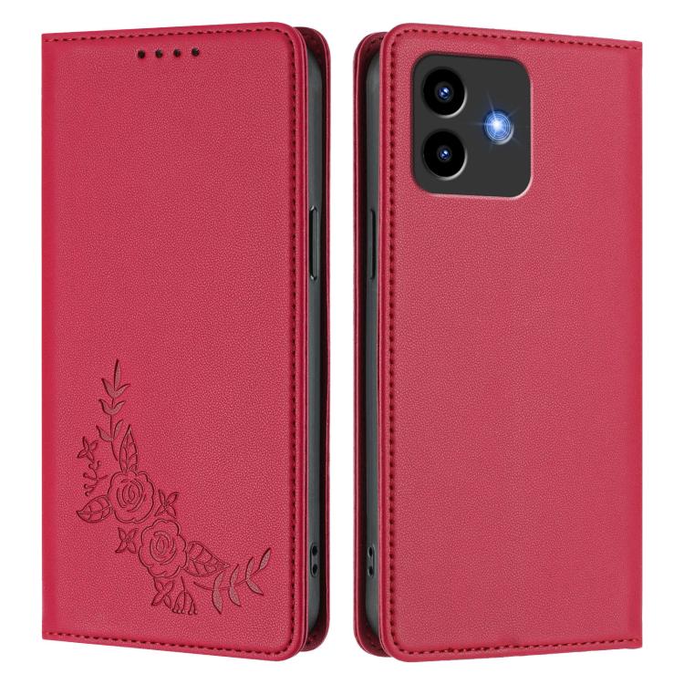 For Cubot Note 40 Peony Embossed Magnetic RFID Vegan Leather Phone Case