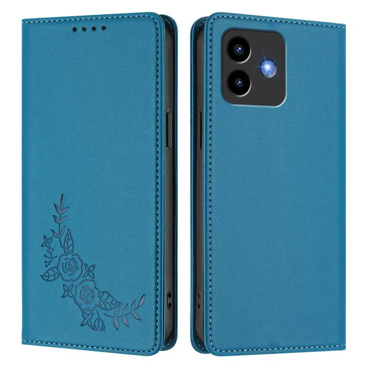 For Cubot Note 40 Peony Embossed Magnetic RFID Vegan Leather Phone Case