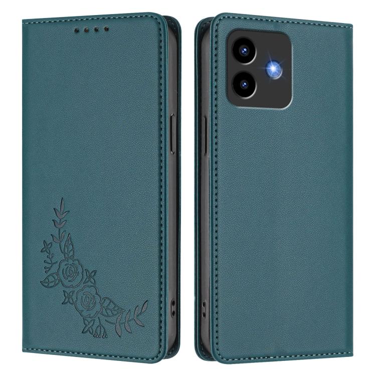 For Cubot Note 40 Peony Embossed Magnetic RFID Vegan Leather Phone Case