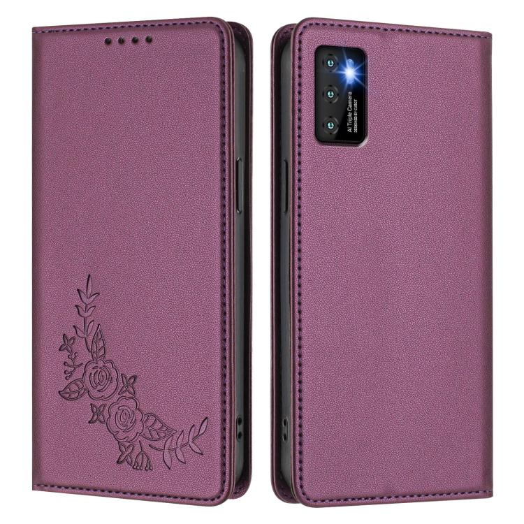 For Cubot P50 Peony Embossed Magnetic RFID Vegan Leather Phone Case