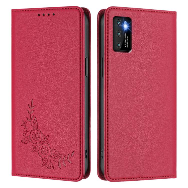 For Cubot P50 Peony Embossed Magnetic RFID Vegan Leather Phone Case