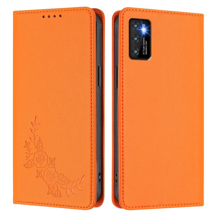 For Cubot P50 Peony Embossed Magnetic RFID Vegan Leather Phone Case