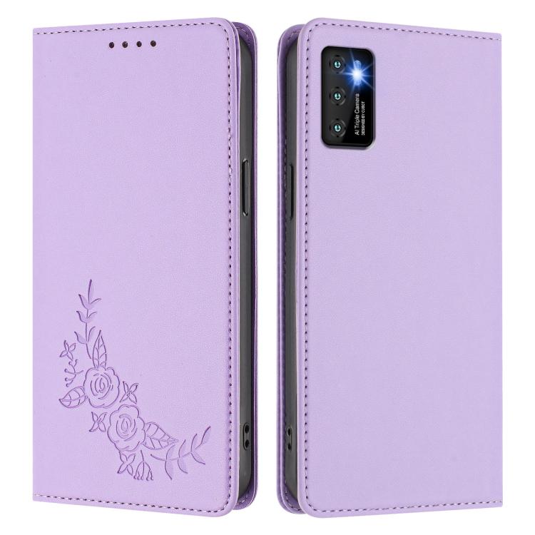 For Cubot P50 Peony Embossed Magnetic RFID Vegan Leather Phone Case