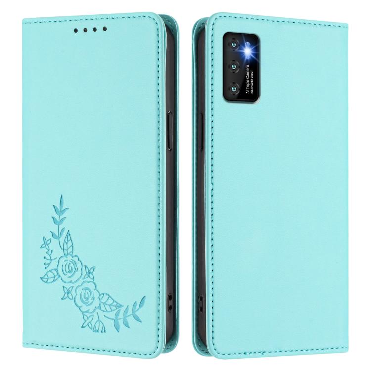 For Cubot P50 Peony Embossed Magnetic RFID Vegan Leather Phone Case