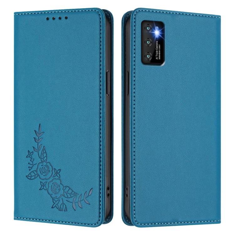 For Cubot P50 Peony Embossed Magnetic RFID Vegan Leather Phone Case