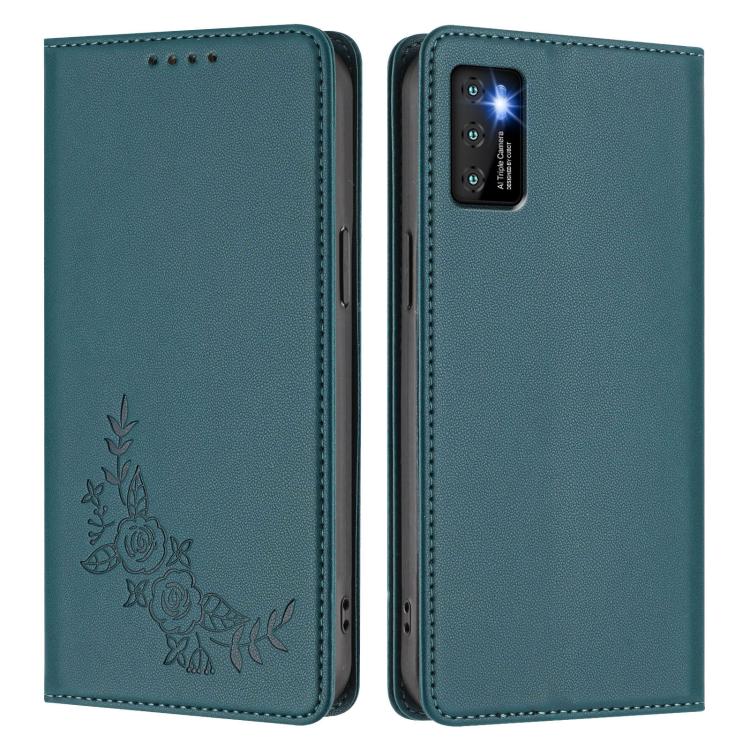 For Cubot P50 Peony Embossed Magnetic RFID Vegan Leather Phone Case